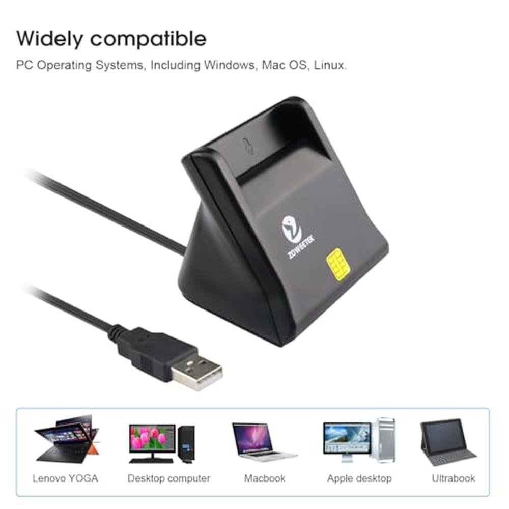 CAC Reader: ZOWEETEK CAC Card Reader Military DOD USB – Close-up Detail