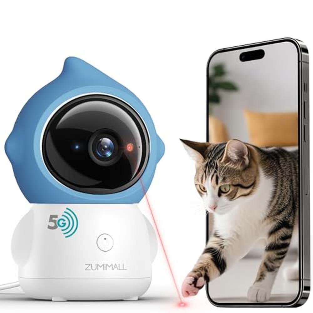 Pet Camera: ZUMIMALL Indoor 5G 2.4G WiFi Camera for Dog Cat – Front View