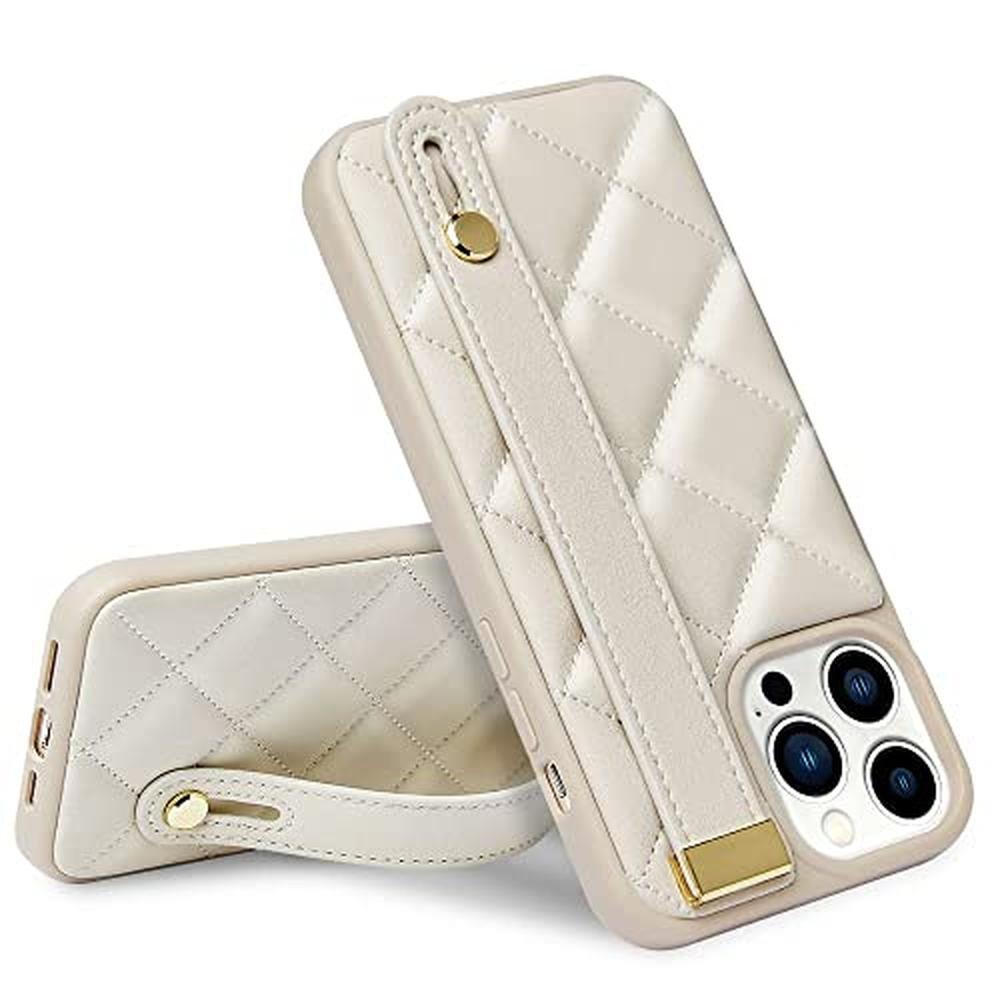iPhone ZVE: ZVE Kickstand Case Quilted Leather Cover with – Front View