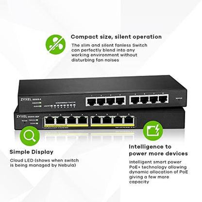 Poe Zyxel: Zyxel GS1915-8EP 8-Port Poe Gbe Switch Smart – Close-up Detail